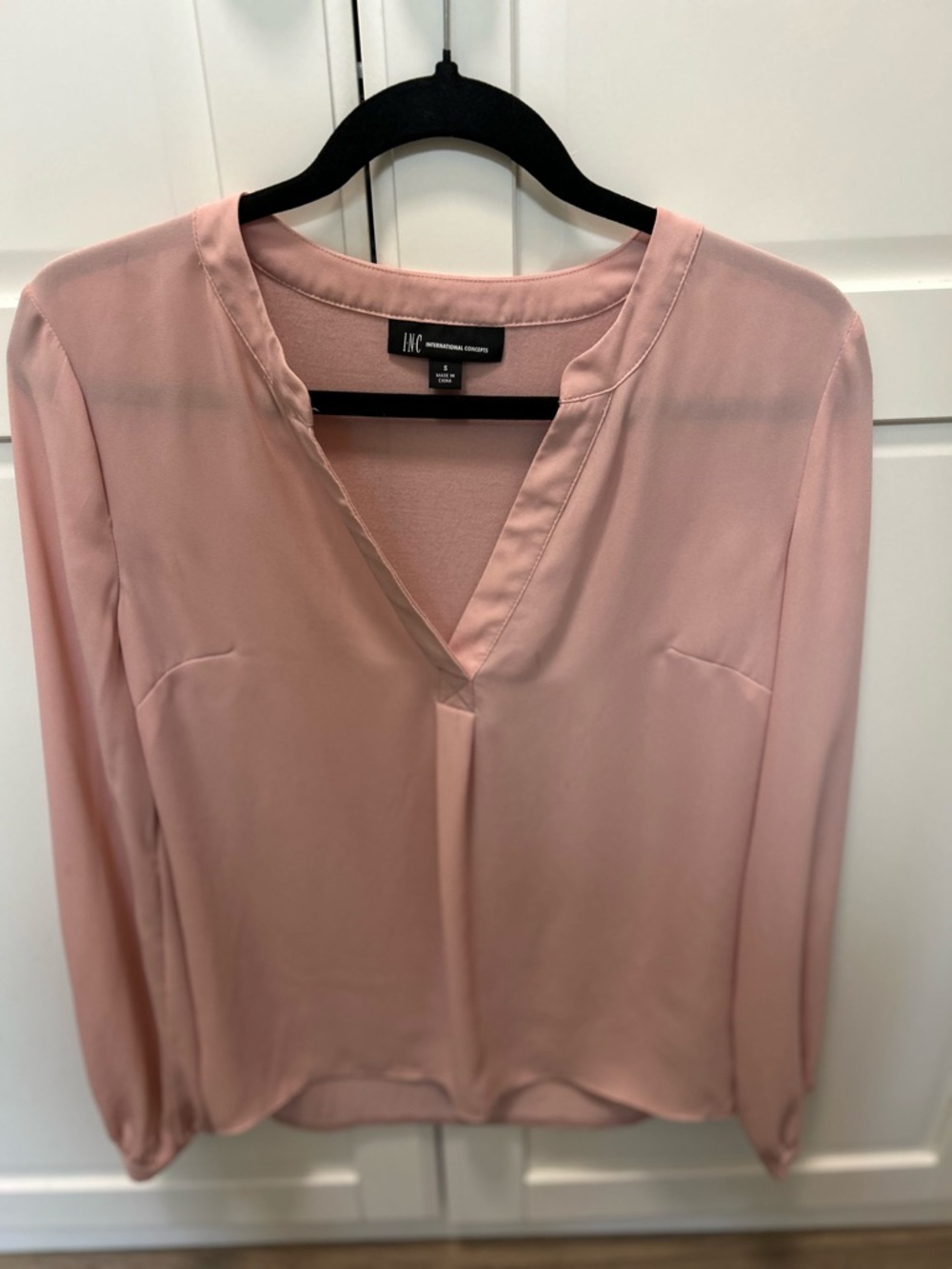 INC International Concepts Blush Pink Split-Neck Blouse